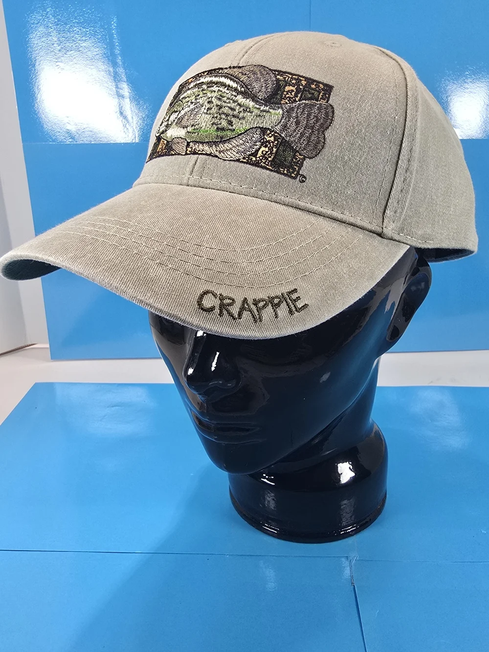 Flying Fisherman Crappie Embroidered Fishing Hat Khaki NWT